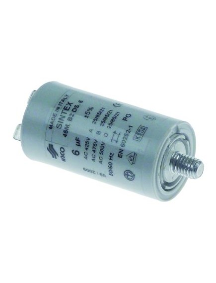 Betriebskondensator Kapazit?t 6µF 425/475/500V kunststoffummantelt Toleranz ± 5% 50/60Hz ? 30mm