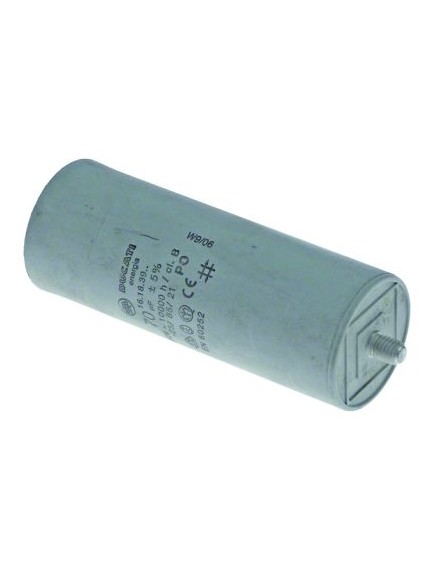 Betriebskondensator 250 V Kunststoff M8 Anschluss Flachstecker 6,3mm ? 45 mm L 120 mm