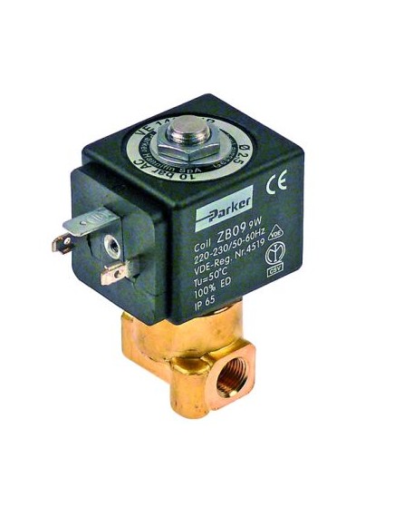 solenoid valve 2-way-ways 230 VAC connection 1/8  L 30mm DN 2,5mm slide-on receptacle DIN