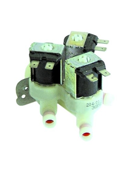 solenoid valve triple straight 230VAC inlet 3/4  outlet 11,5mm t.max. 90°C ELBI plastic