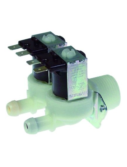 solenoid valve double straight 230VAC inlet 3/4  outlet 11,5mm t.max. 90°C EATON (INVENSYS) plastic