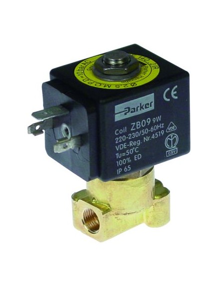 solenoid valve 2-ways 230 VAC connection 1/8  L 30mm DN 2,5mm slide-on receptacle DIN