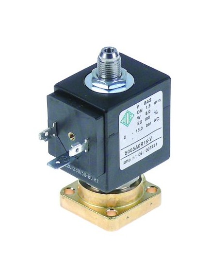 solenoid valve brass 3-ways 230VAC DN 1,5mm slide-on receptacle DIN -10 up to 140°C ODE