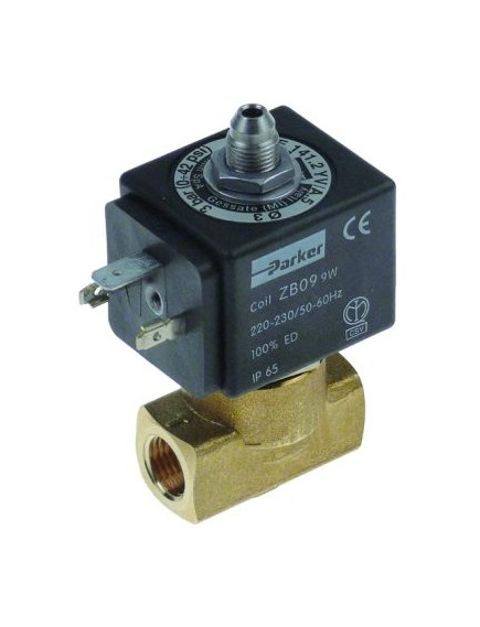 solenoid valve 3-ways 230VAC connection 1/4  L 40mm DN 3mm slide-on receptacle DIN