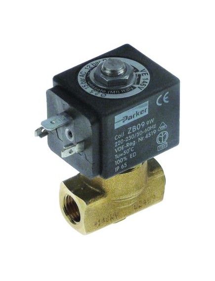 solenoid valve 2-ways 230 VAC inlet 1/4  outlet 1/4  connection 1/4  L 40mm DN 2,5mm