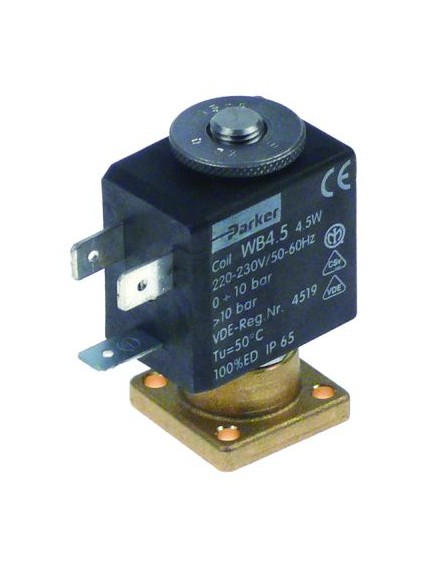 Solenoid valve brass DN 2mm 2-ways 230VAC PARKER coil type WB4.5 membranes FKM (water/steam)