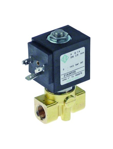 solenoid valve brass 2-ways 230VAC inlet 1/4  IT outlet 1/4  IT connection 1/4  L 40mm DN 2,5mm