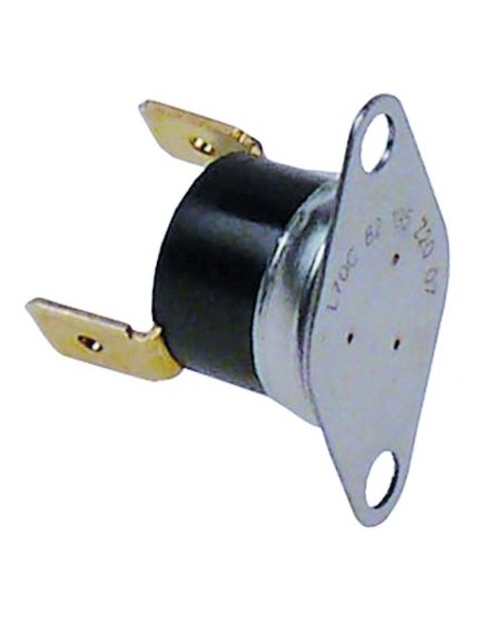 Bi-metal thermostat switch-off temp. 70°C 1NC 10A hole distance 23,5mm 250V connection F6.3 Bi-metal thermostat switch-off temp. 70°C 1NC 10A hole distance 23,5mm 250V connection F6.3