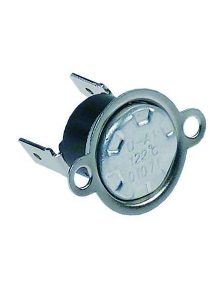 Bi-metal thermostat switch-off temp. 122°C 1NC hole distance 23,5mm 2 hole fixing connection F6.3 Bi-metal thermostat switch-off temp. 122°C 1NC hole distance 23,5mm 2 hole fixing connection F6.3