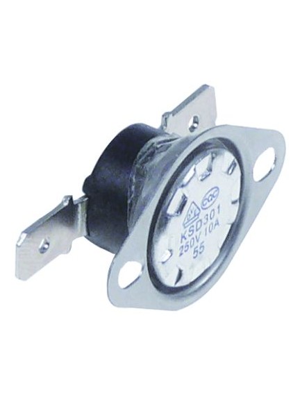Bi-metal thermostat switch-off temp. 55°C 1NC 16A hole distance 23,8mm 250V 2 hole fixing Bi-metal thermostat switch-off temp. 55°C 1NC 16A hole distance 23,8mm 250V 2 hole fixing