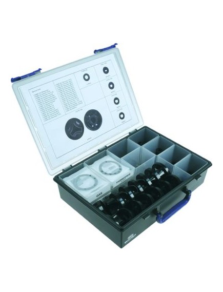 Assortment case handle ?62mm (138-piece) 14 knobs, 31 adaptors, 93 symbols