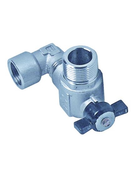 ball valve connection 1/2  ET - 3/4  ET angled, with elbow connection