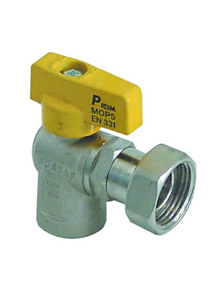 Auslaufhahn gewinkelt Fl?gelgriff Eingang 1/2  IG Ausgang 3/4 IG L 53,5mm Zulassung EN 331