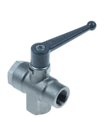 ball valve L 59,5mm 3-way W 29mm H 71mm with lever handle thread 3/8  IT - 3/8  IT