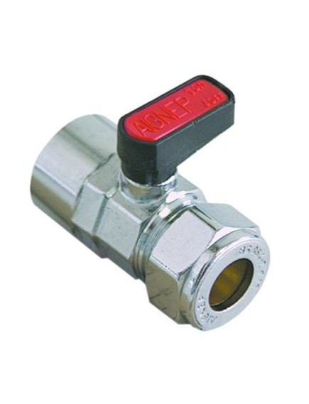 Ball valve connection 1/2  IT - tube ?15mm DN10 total length 45mm chrome-plated brass