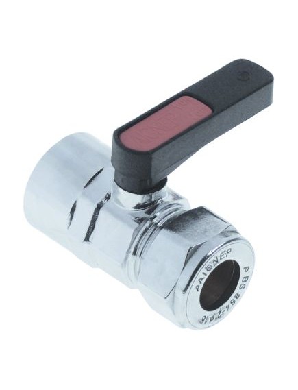 Ball valve connection 3/4  IT - tube ?16mm DN14 total length 63,5mm chrome-plated brass