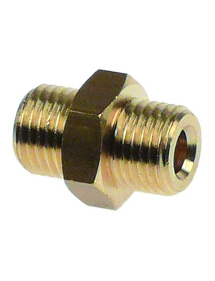 double nipple T1: 1/4  T2: 1/4  int. ? 1 6,2mm L 24mm nickel-plated brass for flange