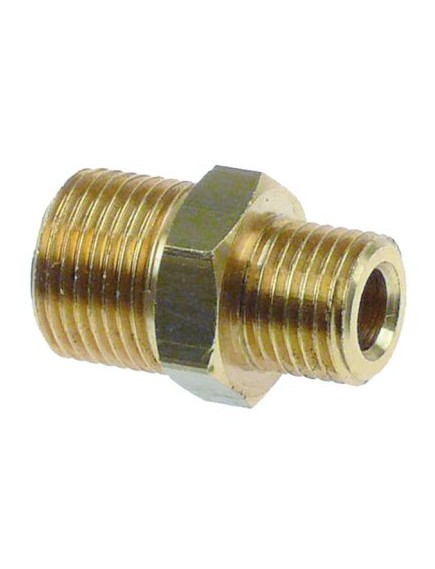 double nipple T1: 1/4  T2: 3/8  int. ? 1 7mm int. ? 2 10,2mm L 29mm brass