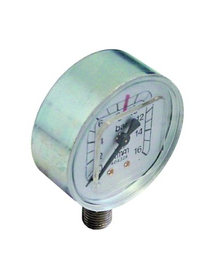 manometer ? 62mm pressure range 0 up to 16bar connection vertical marking 9 thread 1/4