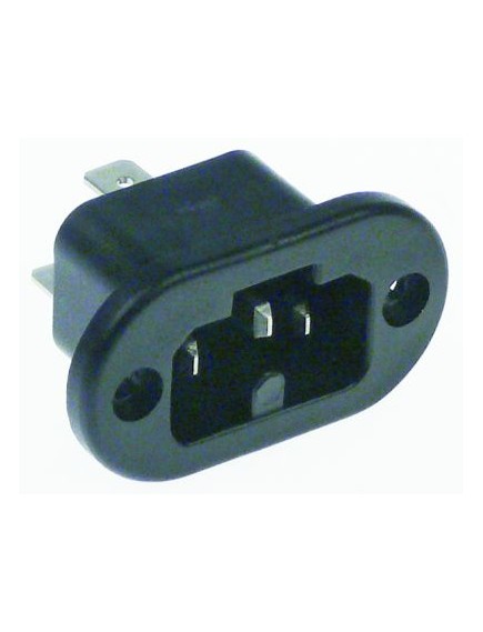 high temperature appliance plug C16A male faston 6.3mm max 10A/250V T155 plastic