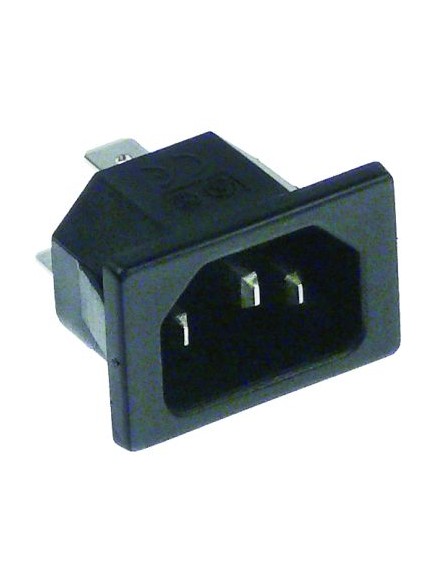 low temperature appliance plug C14 max 10A/250V T70 plastic male faston 6.3mm