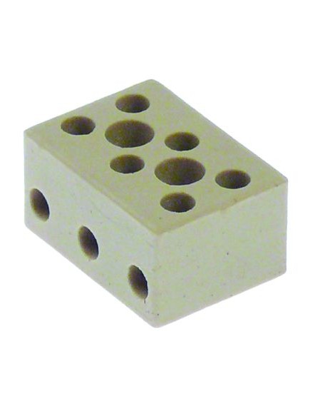 porcelain terminal block 3-pole 4mm? hole distance 12mm max. 30A max 450V L 34mm W 25mm