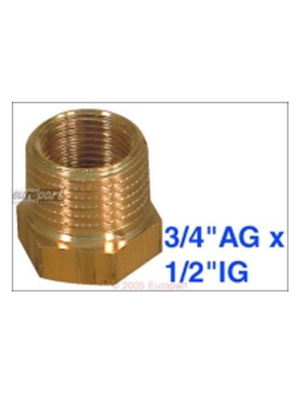 Adapter Sanit?r 3/4 x1/2  Reduzierung - Eine Seite 3/4  Au?engewinde, andere