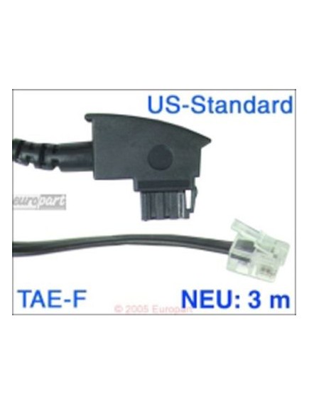 Anschlusskabel TAE-F/6P4C  3m TAE-F-Stecker/6P4C-Modularstecker - Belegung US-St