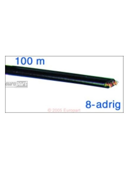 Anschlusskabel Telefon 8-adrig 100 m Rolle, flexibles Flachkabel, schwarz