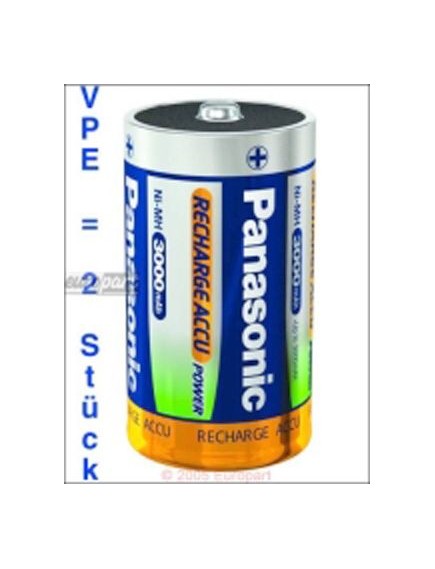 Akku Mono/D/P20P, 3000mAh D - VPE 2 St?ck -  NiMH-Akku, h?here Leistung / ke